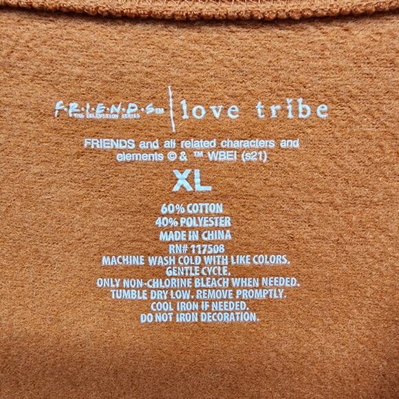 🧡 FRIENDS Love Tribe Sweatshirt Womens XLARGE Sporty Cropped Orange Fall Coffee - Picture 9 of 9